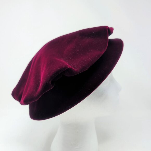 Vintage Neiman Marcus Burgundy Hat Velvet Mushroom main image 8